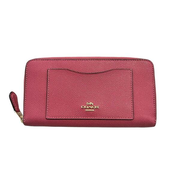 Coach Crossgrain Leather Accordion Zip Wallet in Pink F54007 - Picture 1 of 9